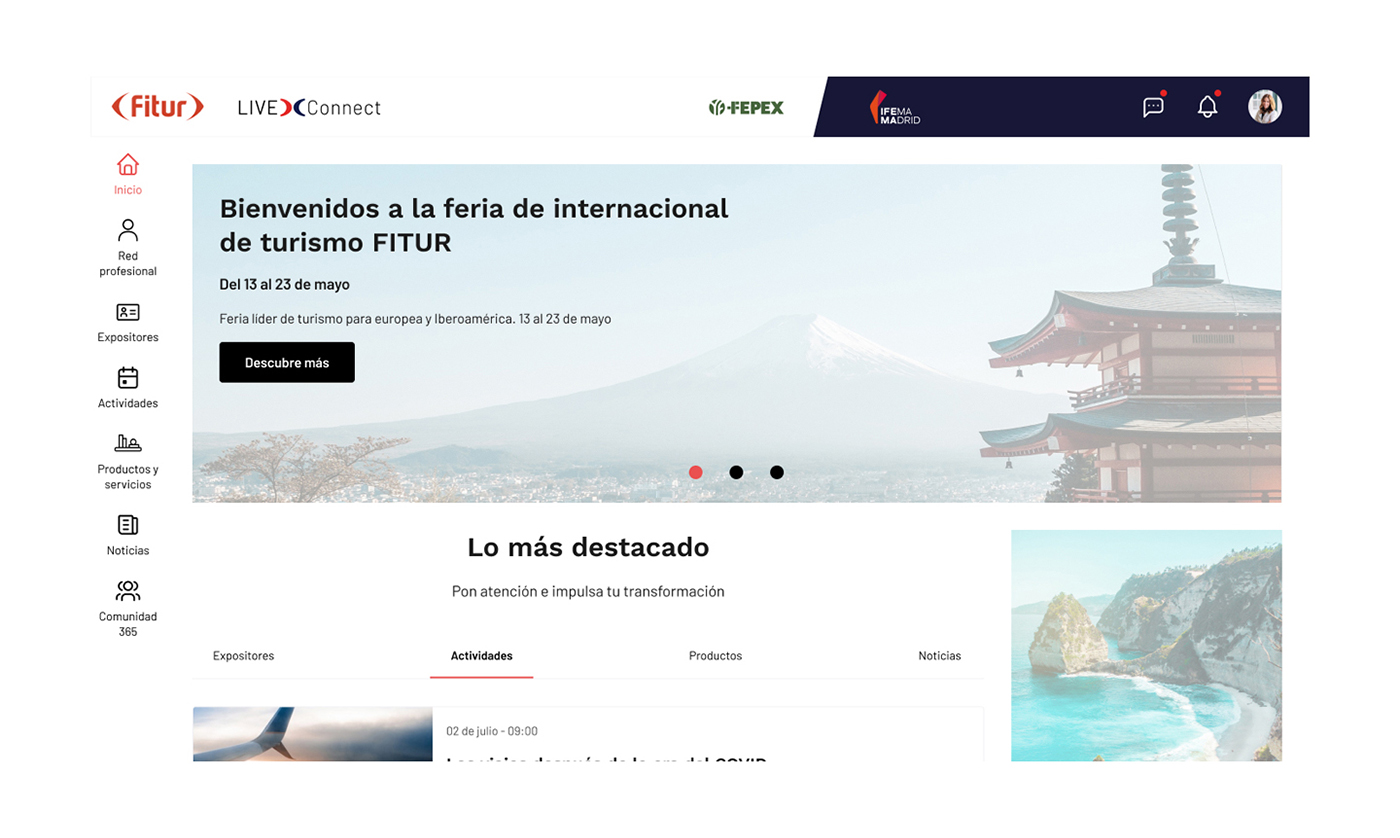 Screenshot of the FITUR 2024 event on the Ifema Live Connect platform